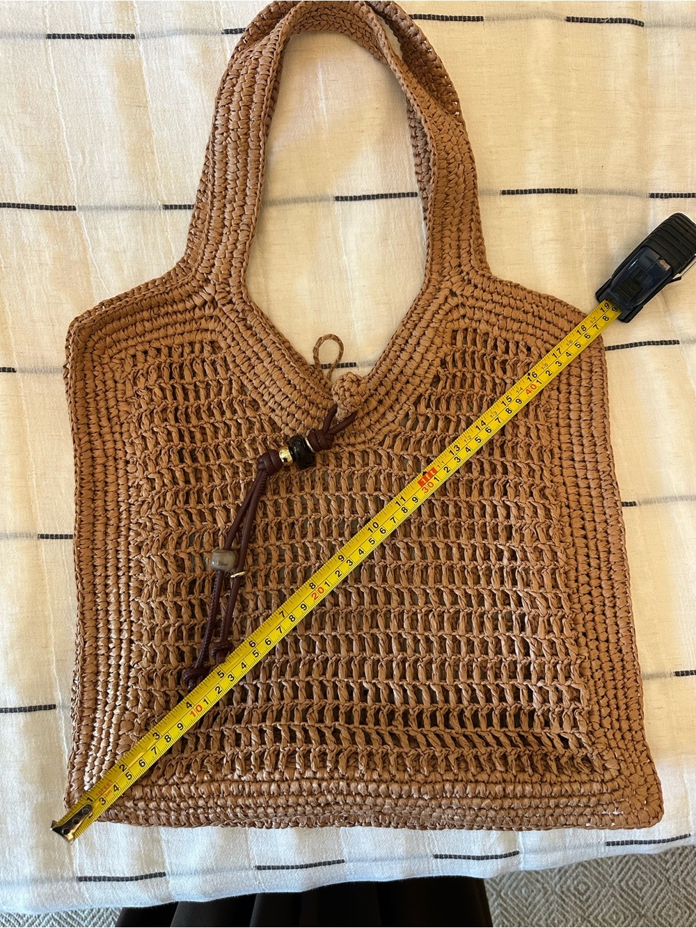 H&M Brown Crochet Shoulder Tote with Tassel Accent - Picture 5 of 7